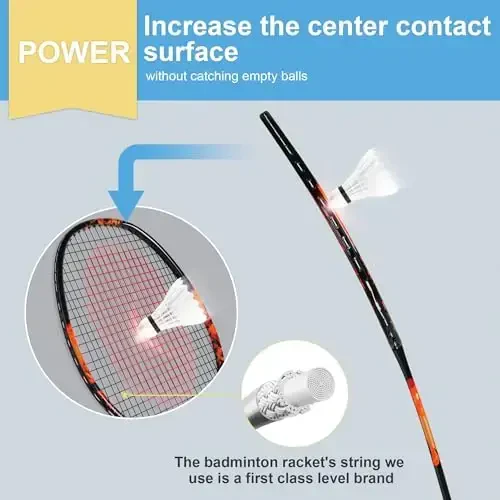 Zalava Badminton Racquets Set Professional Badminton Rackets Lightweight,4 Pack Carbon Fiber, 3 Feather Shuttlecocks, 2 Protect Case, 4 Overgrip,for Beginners,Advanced Players - 5