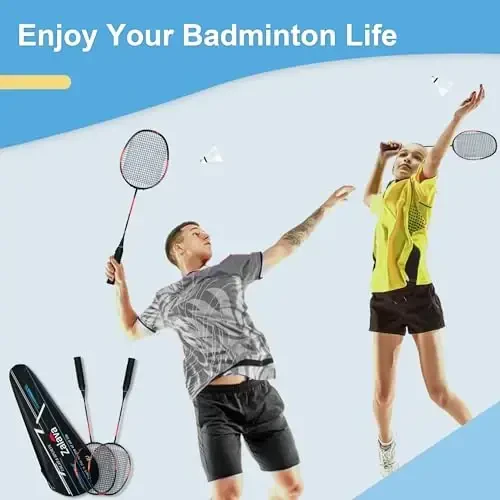 Zalava Badminton Racquets Set Professional Badminton Rackets Lightweight,4 Pack Carbon Fiber, 3 Feather Shuttlecocks, 2 Protect Case, 4 Overgrip,for Beginners,Advanced Players - 6