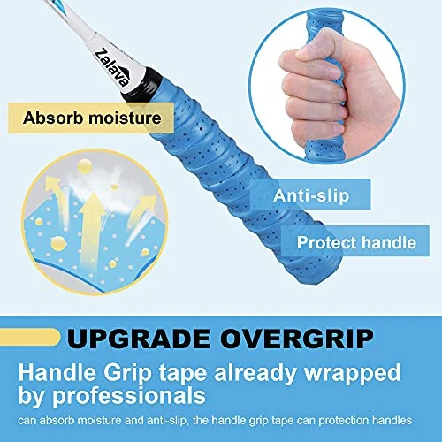 Zalava Badminton Raketlari To'plami Professional Badminton Raketlari Yengil, 4 Paket Karbon Tolalar, 3 Tukli Vollanchalar, 2 Himoya Qopqoni, 4 Overgrip, Boshlanuvchilar, Malakali O'yinchilar Uchun - 4