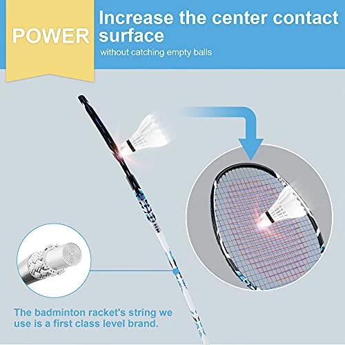 Zalava Badminton Raketlari To'plami Professional Badminton Raketlari Yengil, 4 Paket Karbon Tolalar, 3 Tukli Vollanchalar, 2 Himoya Qopqoni, 4 Overgrip, Boshlanuvchilar, Malakali O'yinchilar Uchun - 5