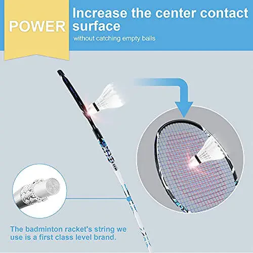 Zalava Badminton Raketlari To'plami Professional Badminton Raketlari Yengil, 4 Paket Karbon Tolalar, 3 Tukli Vollanchalar, 2 Himoya Qopqoni, 4 Overgrip, Boshlanuvchilar, Malakali O'yinchilar Uchun - 5