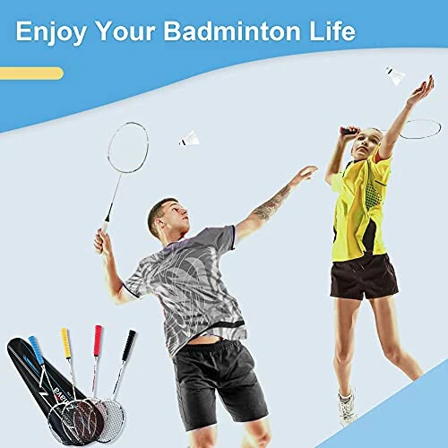 Zalava Badminton Raketlari To'plami Professional Badminton Raketlari Yengil, 4 Paket Karbon Tolalar, 3 Tukli Vollanchalar, 2 Himoya Qopqoni, 4 Overgrip, Boshlanuvchilar, Malakali O'yinchilar Uchun - 6