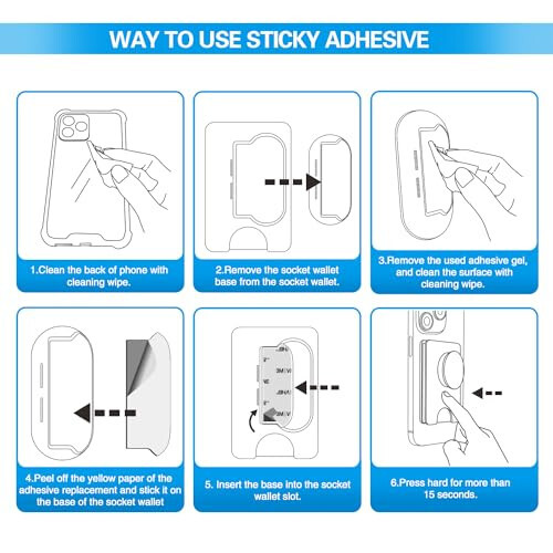Замена липкого клея для кошелька Socket+ Base, pop-tech 6 шт. 3M VHB прочные наклейки для задней подставки чехла для мобильного телефона Wallet Plus, двусторонняя лента для iPhone 13 14, Samsung и всех смартфонов - 10