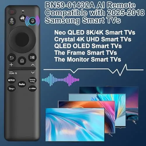 Замена пульта ДУ для телевизора Samsung, для всех пультов ДУ Samsung 2019-2025 для Smart TV с голосовым управлением. Без солнечной батареи/зарядного устройства - 2