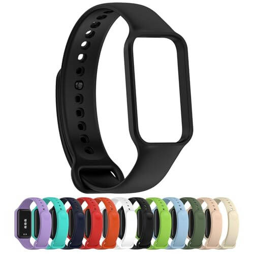 Заменяемые браслеты Disscool, совместимые с Xiaomi Smart Band 8 Active, 18 мм регулируемый мягкий силиконовый ремешок для часов с быстрым снятием (черный) - 1