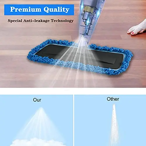 Zaminni tozalash uchun purkagichli mop, 3 dona yuviladigan prokladkali - Nam quruq mikrofiberli mop, oshxona, yog'och, qattiq yog'och, laminat, keramika plitalari, chang tozalash uchun 800 ml to'ldiriladigan shishali - 4