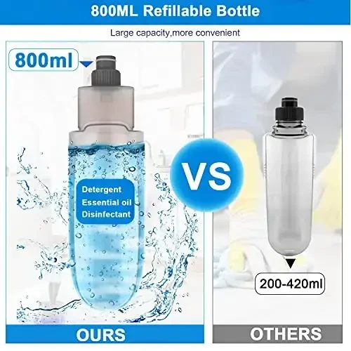 Zaminni tozalash uchun purkagichli mop, 3 dona yuviladigan prokladkali - Nam quruq mikrofiberli mop, oshxona, yog'och, qattiq yog'och, laminat, keramika plitalari, chang tozalash uchun 800 ml to'ldiriladigan shishali - 3