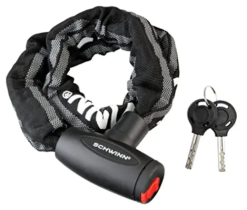Замок для велосипеда Schwinn Reflective Chain Key Lock, 3 фута x 8 мм, антикража, уровень безопасности 4 