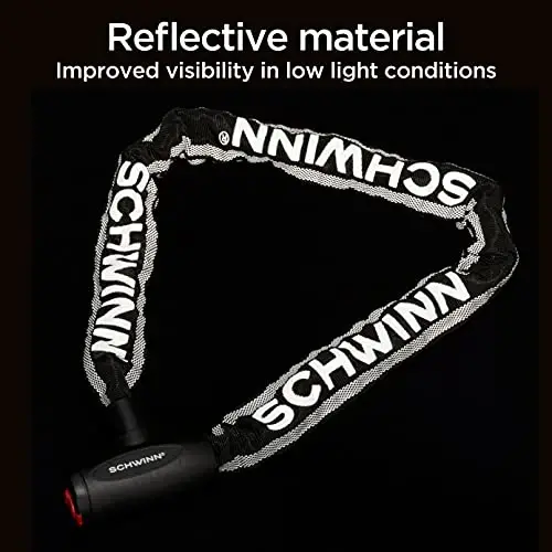 Замок для велосипеда Schwinn Reflective Chain Key Lock, 3 фута x 8 мм, антикража, уровень безопасности 4 - 4