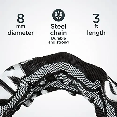 Замок для велосипеда Schwinn Reflective Chain Key Lock, 3 фута x 8 мм, антикража, уровень безопасности 4 - 3