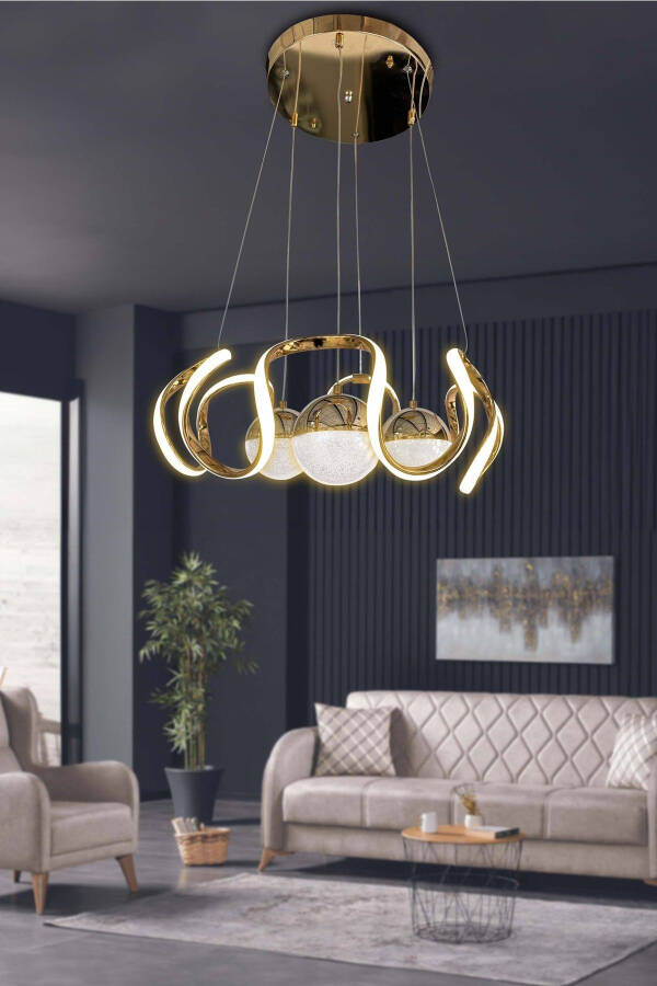Zamonaviy Chandelier 3 Rang 3 Shar LED Avize Mehmonxona - O'tirish Xonasi LED Avize - 4
