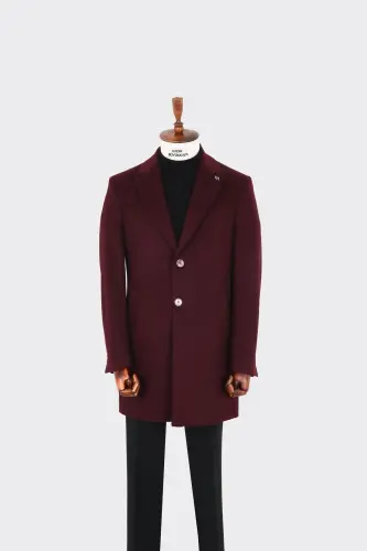 Zamonaviy Dizayn Erkak Klassik Palto - %80 Jun %20 Polyester-kav7000w - Bordo - 3