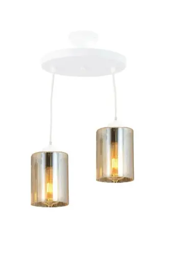 Zamonaviy sport uslubidagi oq rangli, ikki qismli, haqiqiy shishadan ishlangan osma qandil - BEYAZ1 