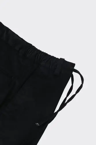 Zamonaviy va zamonaviy erkaklar jogger shim - Paxta va likra aralashmasi-kaw2511w-Qora - 4