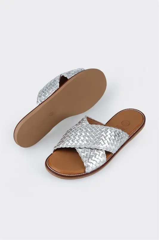 Замшевые Кожаные Женские Шлепанцы-Лямки - 3