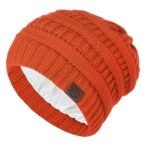 Zando Ayollar Erkaklar O'smirlar uchun Satin Astarli Beanie - Soch himoyasi bilan Slouchy iliq qishki shapka Uyqu Rak kasalligi Trikotaj bosh suyagi qalpog'i - 6