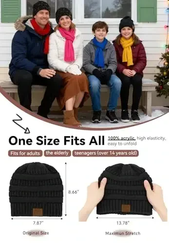 Zando Ayollar Erkaklar O'smirlar uchun Satin Qoplamali Beanie - Soch himoyasi bilan qishki iliq shapka, uyqu, saraton trikotaj bosh suyagi kepkasi - ZANDO (1)