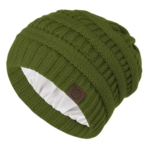 Zando Ayollar Erkaklar O'smirlar uchun Satin Qoplamali Beanie - Soch himoyasi bilan yumshoq issiq qishki shlyapa Uyqu Kanser Trikotaj Bosh suyagi qalpoq - 6