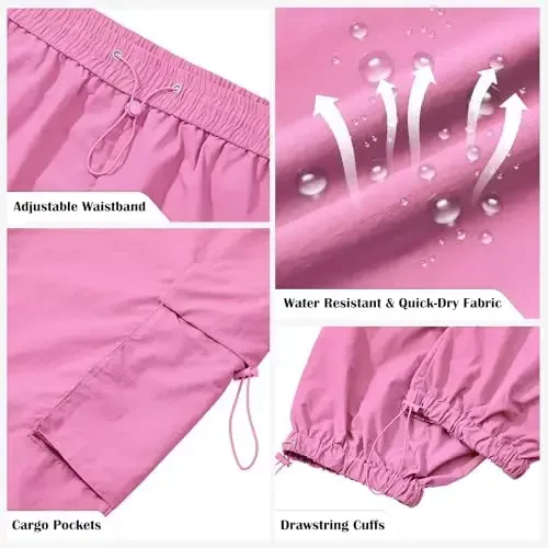 Zando erkaklar uchun kargo shimlar Baggy Joggers Parashyut Shimlar Cho'ntaklar bilan Suv o'tkazmaydigan Trekking Ip bilan shim - 4