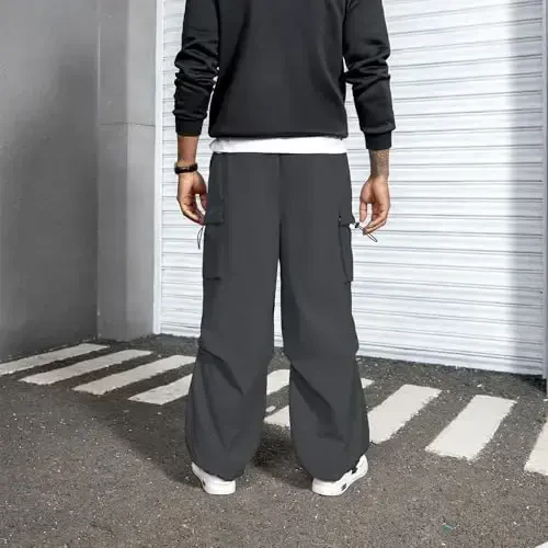 Zando erkaklar uchun yuk shim Baggy Joggers Parashut Shimlar cho'ntaklar bilan suv o'tkazmaydigan sayr qilish tortma shim - 4