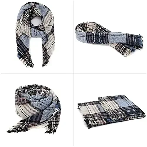 Zando Plaid adyol qalin qishki шарф Tartan katta hajmli oʻralgan roʻmol ponчо sharflar - 2