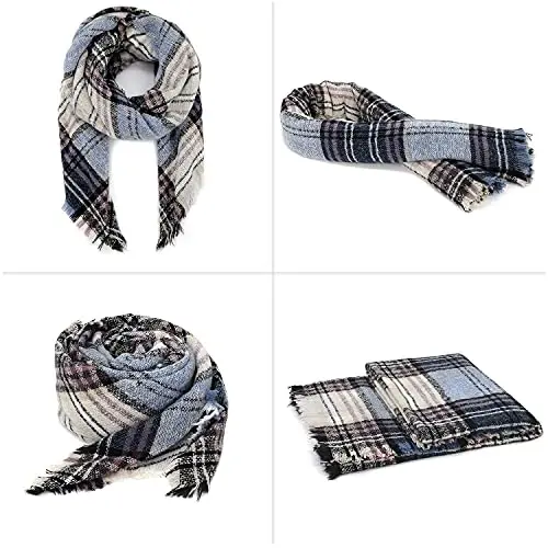 Zando Plaid adyol qalin qishki шарф Tartan katta hajmli oʻralgan roʻmol ponчо sharflar - MODAZONE (1)