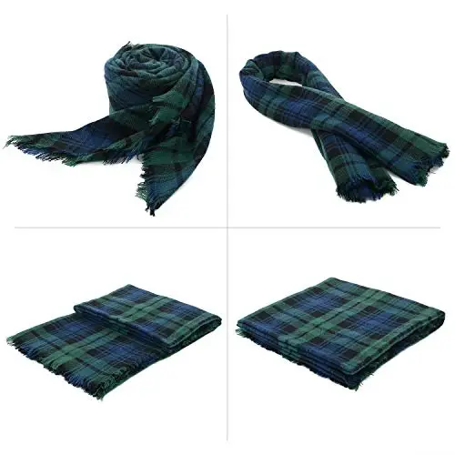 Zando Plaid adyol Qalin Qishki Sharf Tartan To'qimali O'rash Katta O'lchamli Ro'mol Yelkali Sharflar - 2