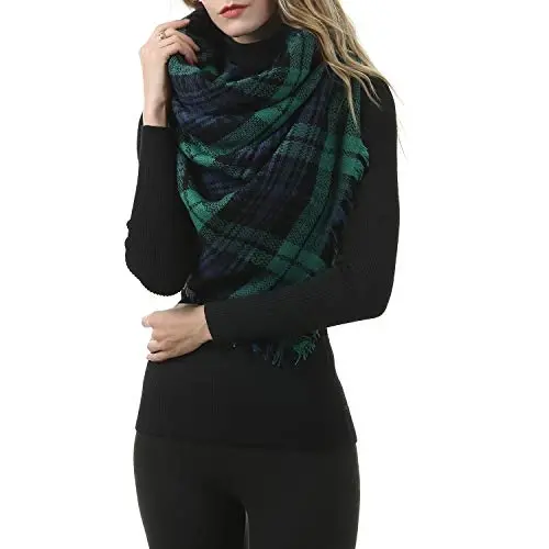 Zando Plaid adyol Qalin Qishki Sharf Tartan To'qimali O'rash Katta O'lchamli Ro'mol Yelkali Sharflar - 4