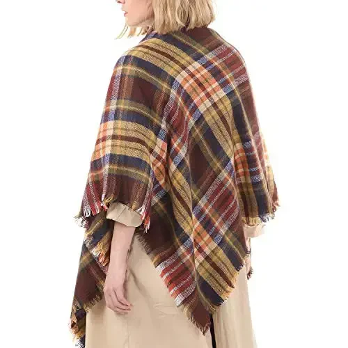Zando Plaid Blanket Qalin Qish Kiyimlari Tartan Qalin O'ram Katta Shal Cape Ro'mol - 6
