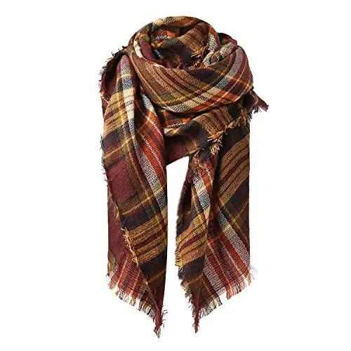 Zando Plaid Blanket Qalin Qish Kiyimlari Tartan Qalin O'ram Katta Shal Cape Ro'mol - 1