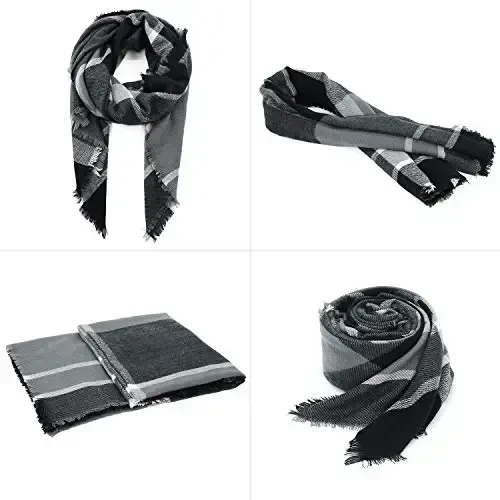 Zando Plaid Blanket Qalin Qishki Sharf Tartan Katta Hajmli O'ralgan Katta Ro'mol Yelkali Sharflar - 2