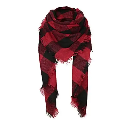 Zando Plaid Blanket Qalin Qishki Sharf Tartan Katta Hajmli O'ralgan Ro'mol Bosma yelka ro'mollari 