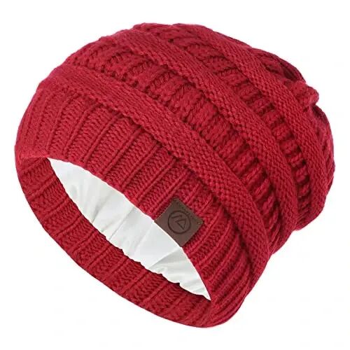Zando Saten Astarlı Bere Kadın Erkek Genç - Salaş Sıcak Kışlık Saç Koruyuculu Uyku Kanser Örgü Kafatası Şapka - 6