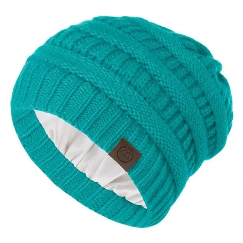 Zando Satin Lined Beanie Ayollar Erkaklar O'smirlar uchun - Soch himoyasi bilan yumshoq issiq qishki shapka Uyqu Saraton Trikotaj bosh suyagi qopqog'i - 6