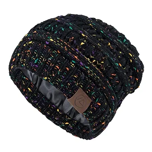 Zando Satin Lined Beanie for Women Men Teen - Slouchy Warm Winter Hat with Hair Protection Sleep Cancer Knit Skull Cap - 5