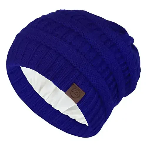 Zando Satin Lined Beanie for Women Men Teen - Slouchy Warm Winter Hat with Hair Protection Sleep Cancer Knit Skull Cap - 6