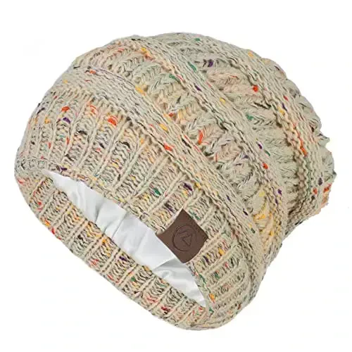 Zando Satin Lined Beanie for Women Men Teen - Slouchy Warm Winter Hat with Hair Protection Sleep Cancer Knit Skull Cap - 6