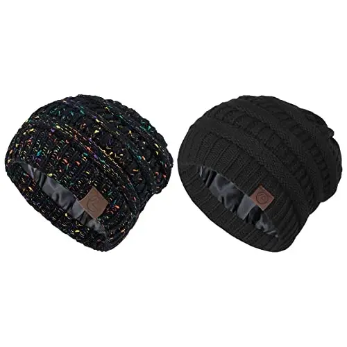Zando Satin Lined Beanie for Women Men Teen - Slouchy Warm Winter Hat with Hair Protection Sleep Cancer Knit Skull Cap - 6