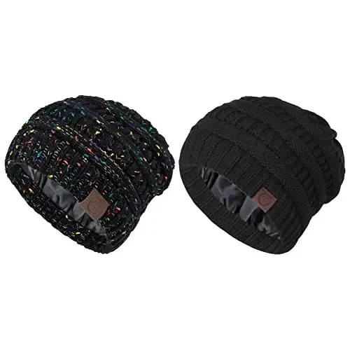 Zando Satin Lined Beanie for Women Men Teen - Slouchy Warm Winter Hat with Hair Protection Sleep Cancer Knit Skull Cap - 6