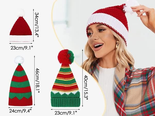 Zando Unisex Noel Şapkası Yetişkinler İçin Noel Beresi Pembe Noël Şapkaları Erkek Kadınlar İçin Örgü Noel Beresi Parti Kış Bayanlar İçin Sarkık Şapka Bayram Noel Kırmızı Noel Şapkası Tek Beden - 2