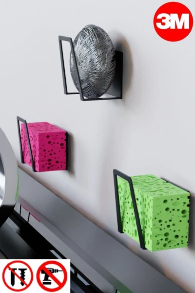 Zanglamaydigan po'latdan oshxona, hammom uchun gubka, idish yuvish cho'tkasi va sovun tutqichi, 3 dona Mt40s - RISINGMABER