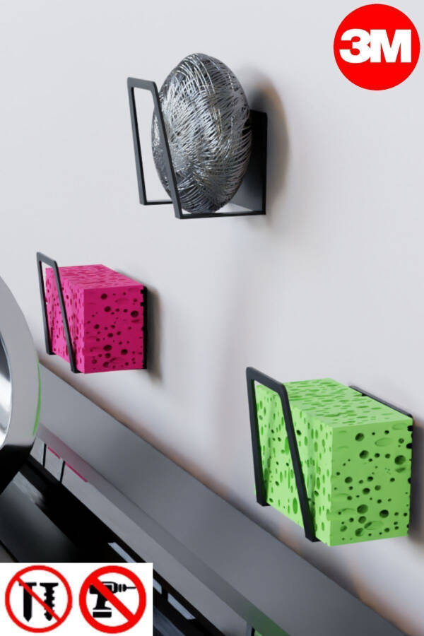 Zanglamaydigan po'latdan oshxona, hammom uchun gubka, idish yuvish cho'tkasi va sovun tutqichi, 3 dona Mt40s - 1