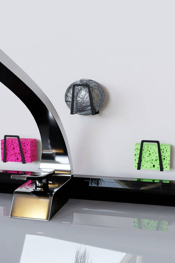 Zanglamaydigan po'latdan oshxona, hammom uchun gubka, idish yuvish cho'tkasi va sovun tutqichi, 3 dona Mt40s - 2