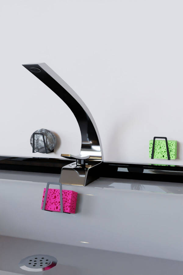 Zanglamaydigan po'latdan oshxona, hammom uchun gubka, idish yuvish cho'tkasi va sovun tutqichi, 3 dona Mt40s - 5