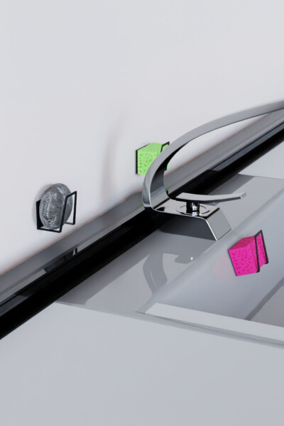 Zanglamaydigan po'latdan oshxona, hammom uchun gubka, idish yuvish cho'tkasi va sovun tutqichi, 3 dona Mt40s - 6