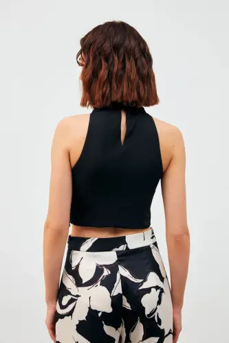 Zanjirli Qisqa Ko'ylagi - Qora - 6