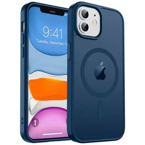 zapica Magnetic for iPhone 11 Phone Case, [Compatible with MagSafe] [Military Grade Drop Protection] Translucent Matte Shockproof Anti-Scratch Phone Cover, Dark Blue - ZAPICA