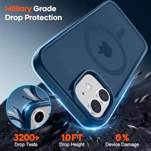 zapica Magnetic for iPhone 11 Phone Case, [Compatible with MagSafe] [Military Grade Drop Protection] Translucent Matte Shockproof Anti-Scratch Phone Cover, Dark Blue - 5