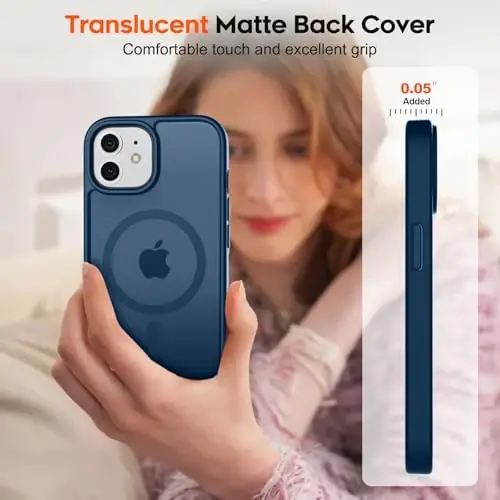 zapica Magnetic for iPhone 11 Phone Case, [Compatible with MagSafe] [Military Grade Drop Protection] Translucent Matte Shockproof Anti-Scratch Phone Cover, Dark Blue - 7