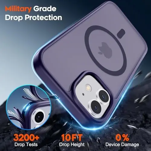 zapica Magnetic for iPhone 11 Phone Case, [Compatible with MagSafe] [Military Grade Drop Protection] Translucent Matte Shockproof Anti-Scratch Phone Cover, Dark Purple - 5